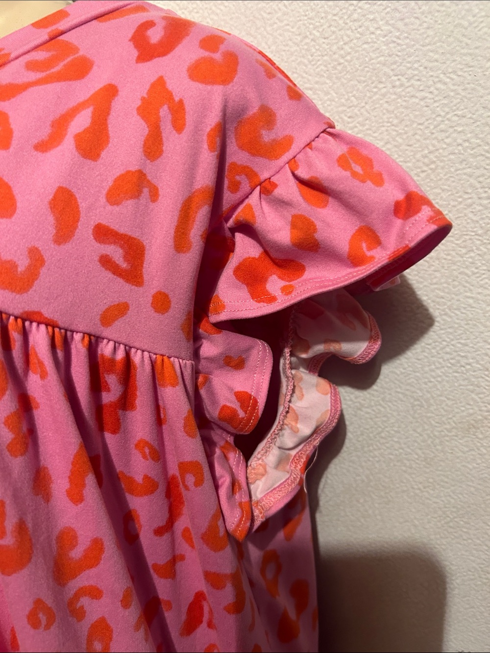 entro Pink and Orange Ruffle Sleeve Mini Dress - Picture 4 of 6